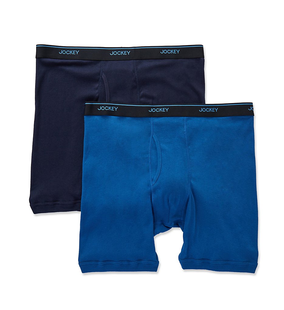 Jockey 8105B Big Man Stay Cool Plus Mid Boxer Briefs - 2 Pack (True Navy/Mimas Blue)