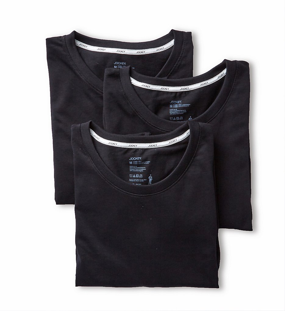 Jockey 8106 Stay Cool Plus Crew Neck T-Shirts - 3 Pack (Black)