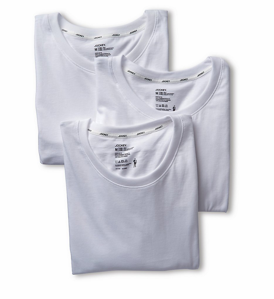 Jockey 8106 Stay Cool Plus Crew Neck T-Shirts - 3 Pack (White)