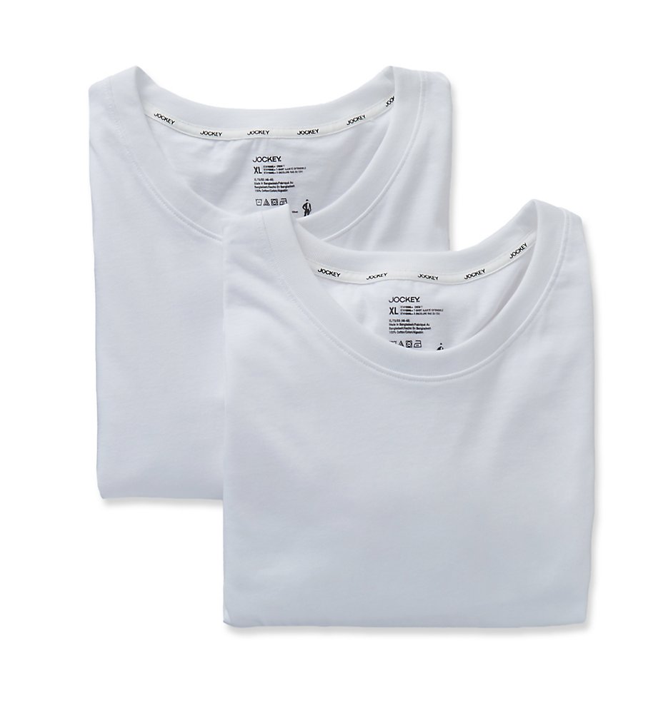 Jockey 8107 Big Man Stay Cool Plus Tag Free Crew Neck - 2 Pack (White)