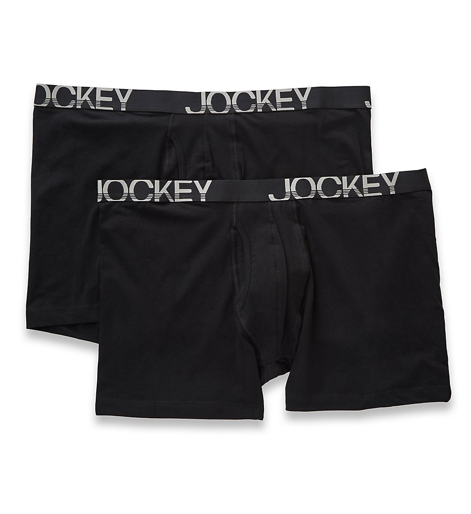 Jockey 8466 Big Man Active Midway Boxer Briefs - 2 Pack (Black)