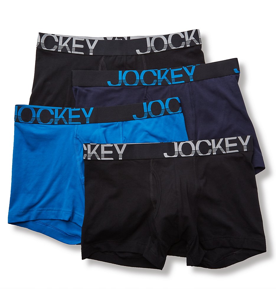 Jockey 8585 Active Stretch Boxer Briefs - 4 Pack (Black)