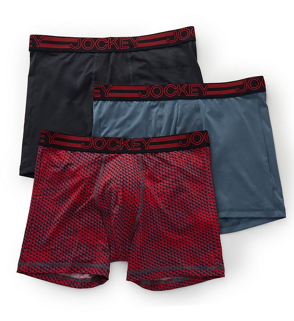 Jockey 9021 Active Micro Stretch Boxer Briefs - 3 Pack (Midnight Grey/Camo red)