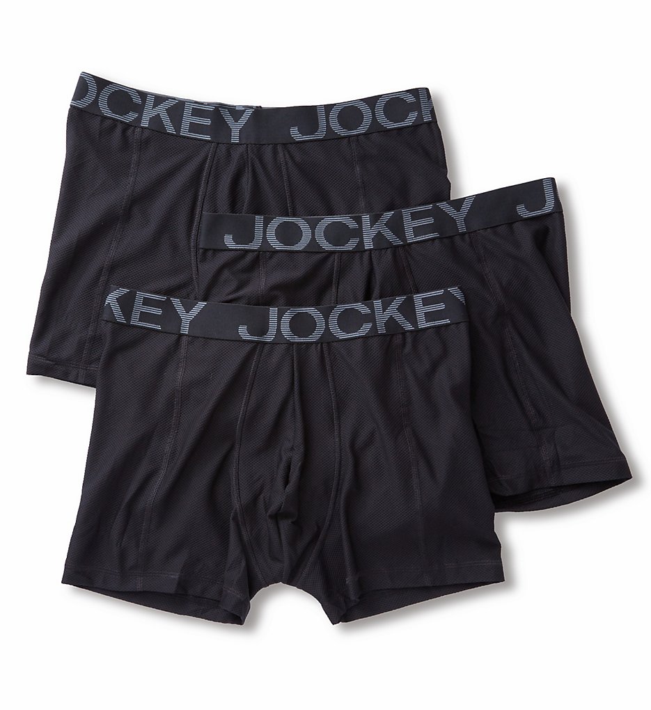 Jockey 9028 Active Mesh Boxer Briefs - 3 Pack (Black)