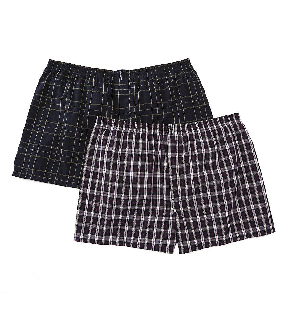Jockey 9940B Big Man Full Cut Cotton Blend Boxers - 2 Pack (Navy Kennedy/Tartan)