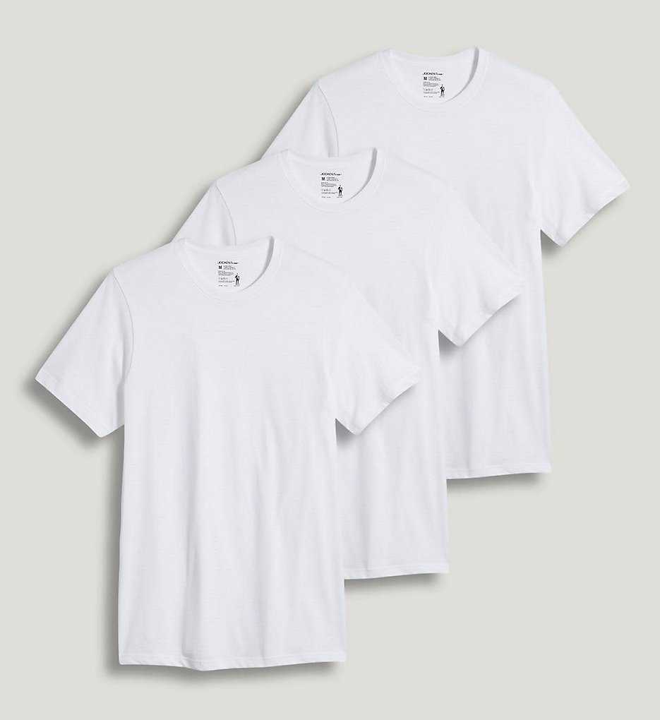 Jockey 9953 StayNew 100% Cotton Crew T-Shirts - 3 Pack (White)