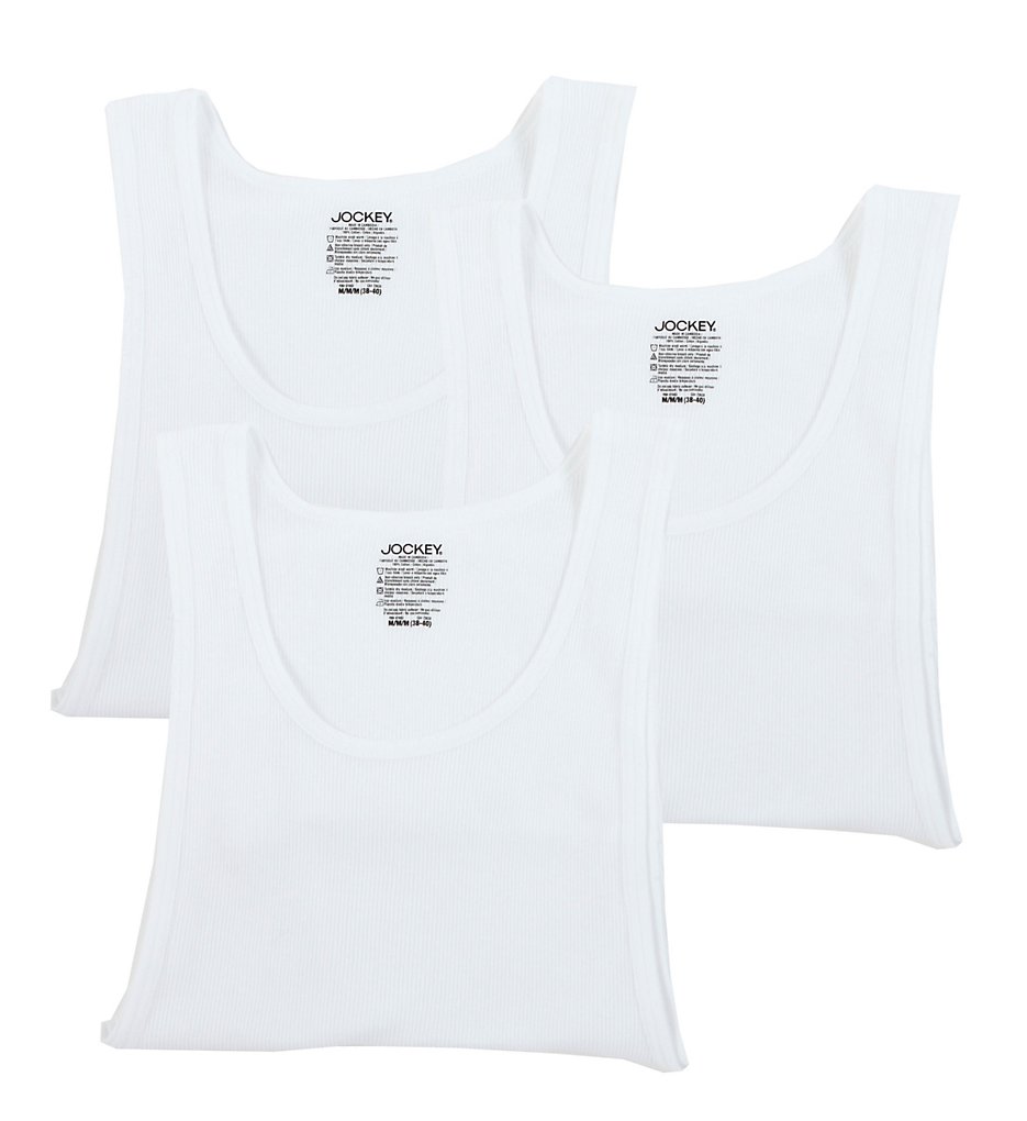 Jockey 9955 StayNew 100% Cotton A-Shirts - 3 Pack (White)