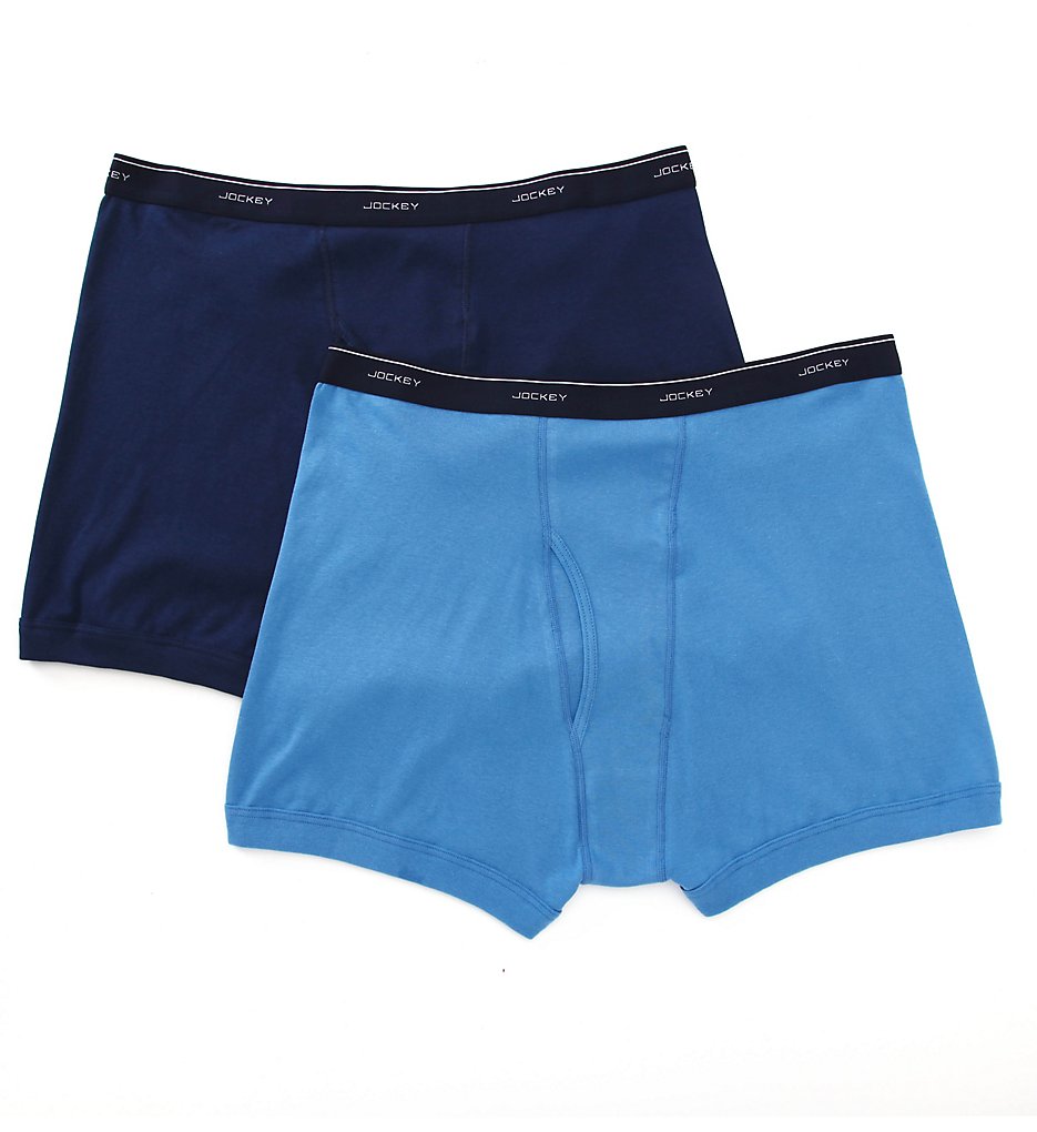 Jockey 9974 Big Man 100% Cotton Boxer Briefs - 2 Pack (Indigo Dye/True Blue)