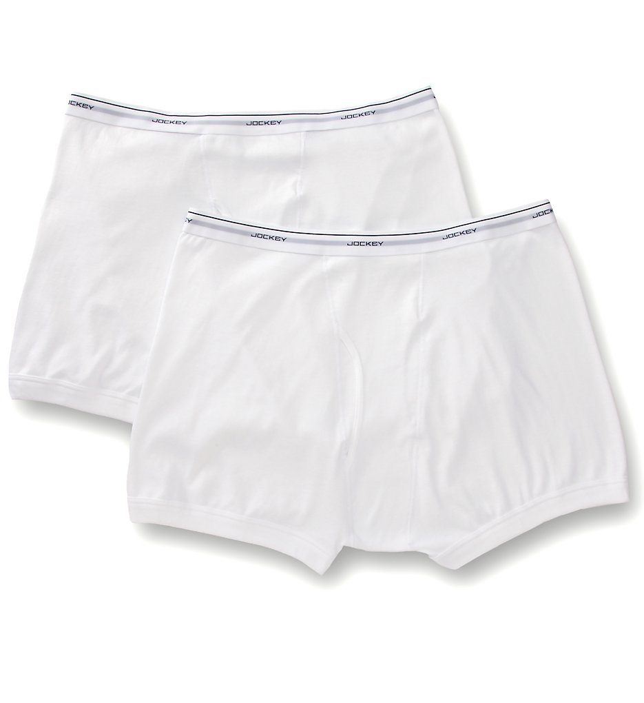 Jockey 9974 Big Man 100% Cotton Boxer Briefs - 2 Pack (White)