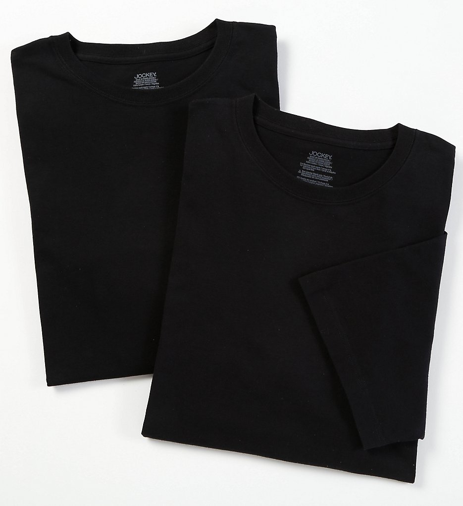 Jockey 9980 Tall Man StayNew 100% Cotton Crew T-Shirt - 2 Pack (Black)