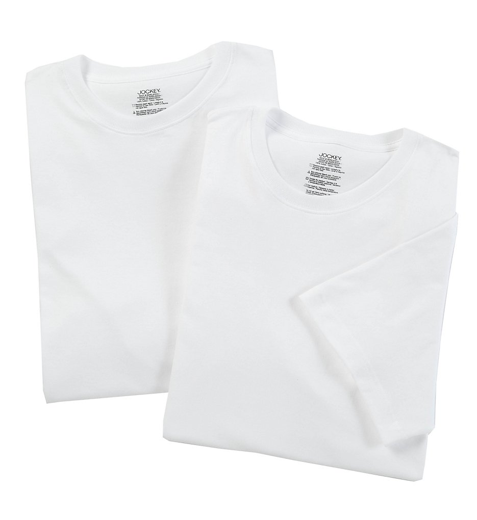 Jockey 9980 Tall Man StayNew 100% Cotton Crew T-Shirt - 2 Pack (White)