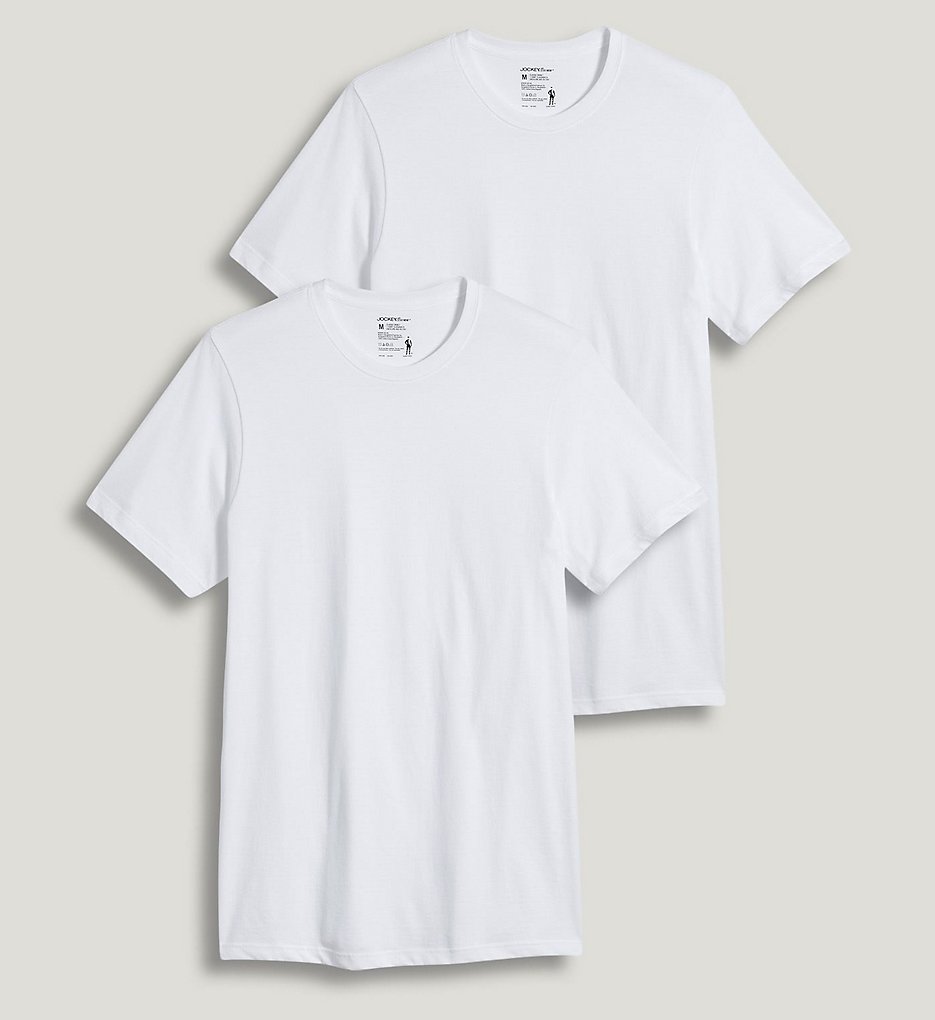 Jockey 9982 Big Man StayNew 100% Cotton Crew T-Shirts - 2 Pack (White)