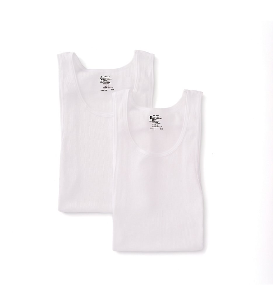 Jockey 9988 Tall Man StayNew 100% Cotton A-Shirts - 2 Pack (White)