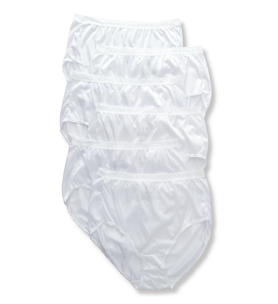 Just My Size - Just My Size 06016P Cool Comfort Nylon Full Brief Panty - 6 Pack (Assorted 10)