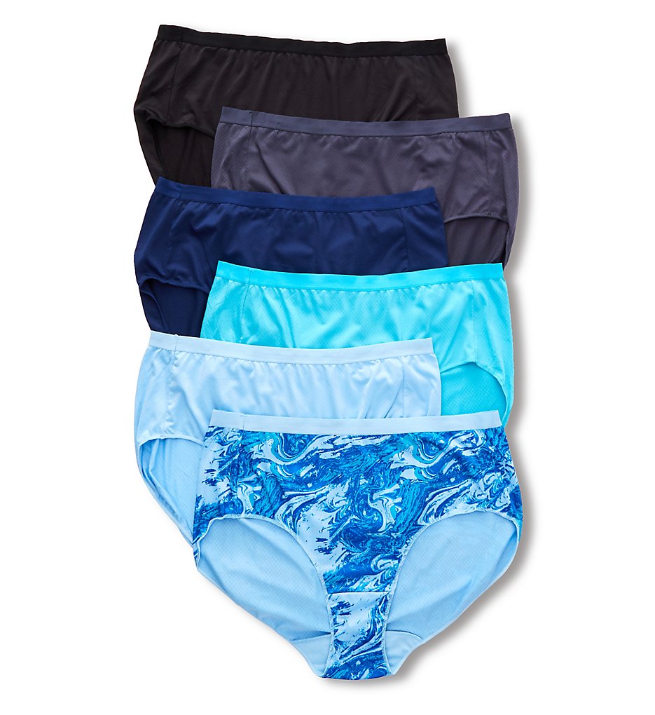 Just My Size : Just My Size 1210U6 Microfiber Mesh Ultra Light Brief Panty - 6 Pack (Assorted 9)