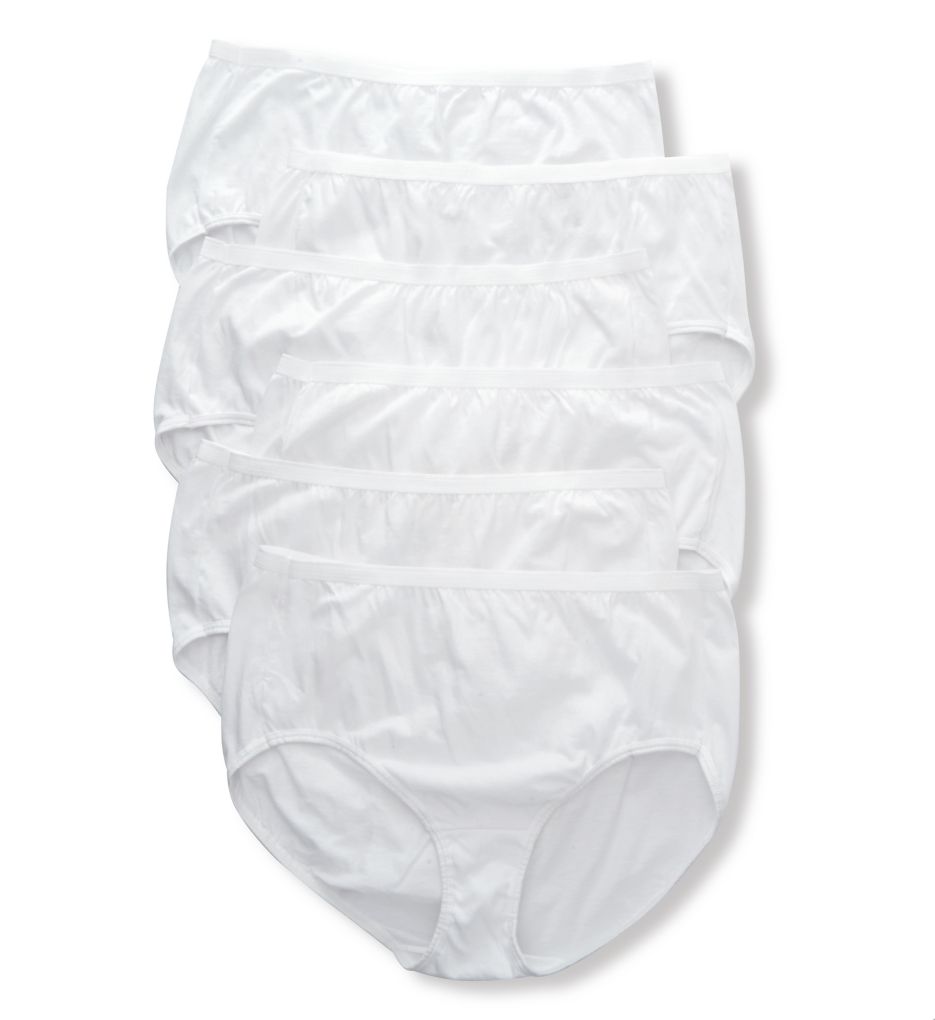 Just My Size Women's Cool Comfort Cotton White Brief Panty - 6 Pack | Plus Size 13 | HerRoom.com