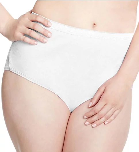 Just My Size Cool Comfort Cotton White Brief Panty - 6 Pack 16106P