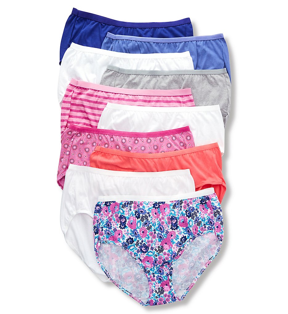 Just My Size - Just My Size 1610PX Cool Comfort Cotton Brief Panty - 10 Pack (Assorted 11)