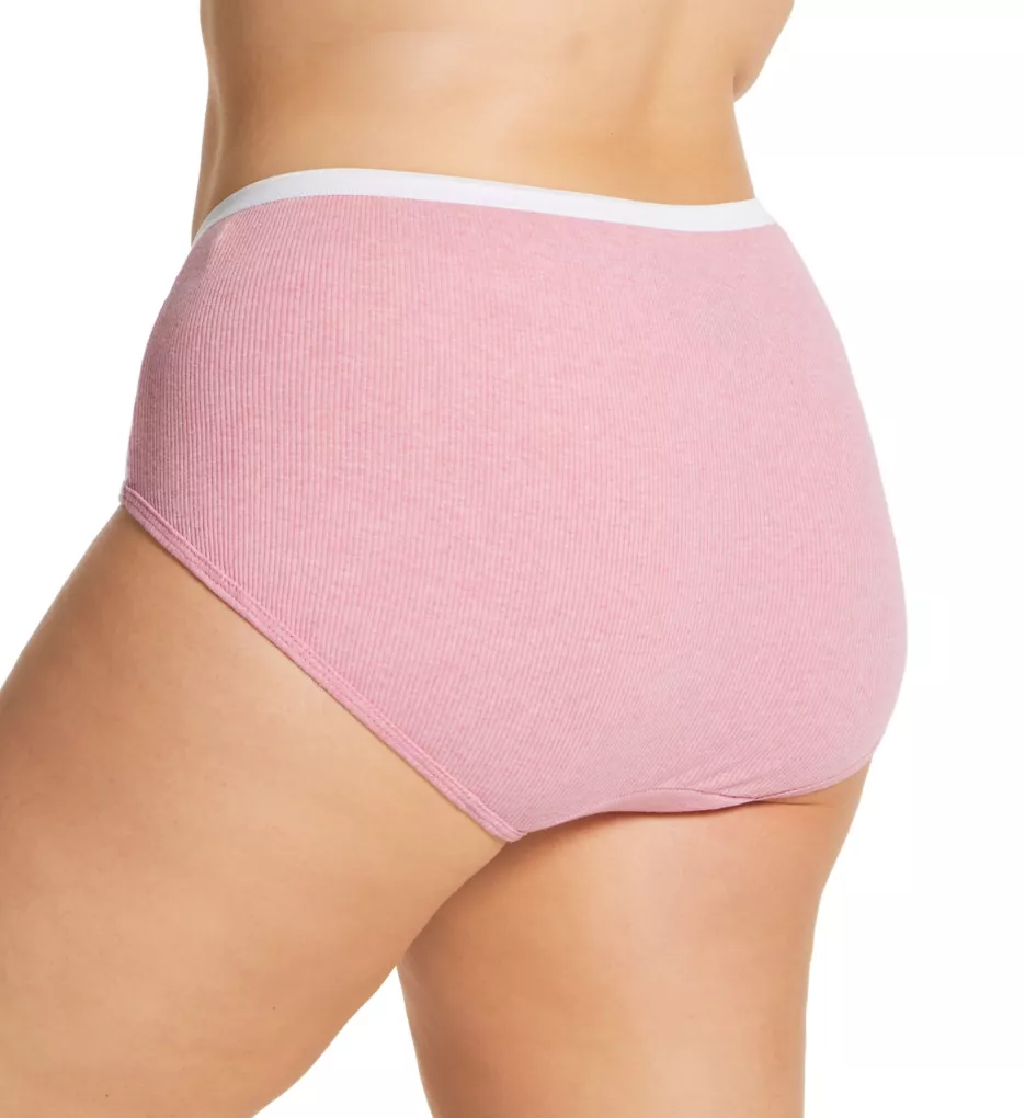 Plus Size Ribbed Cotton Brief Panty - 6 Pack