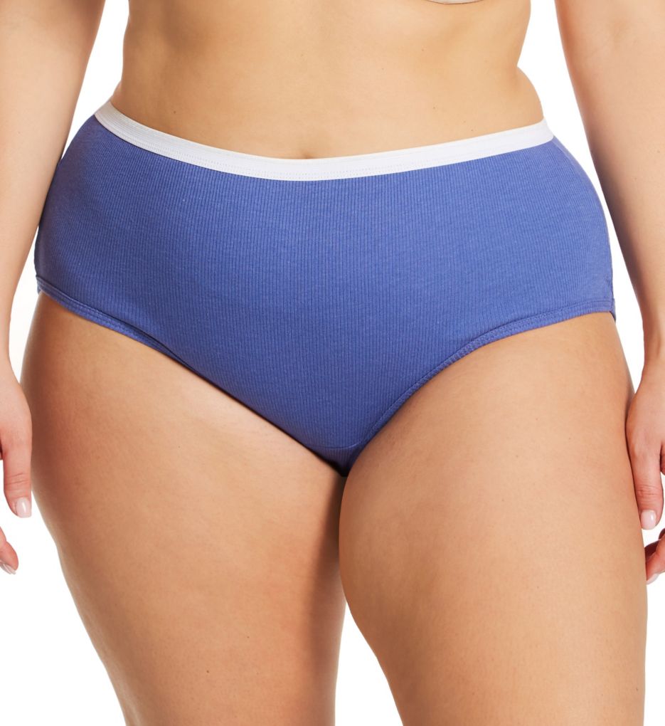 Hanes Women's Ribbed Cotton Brief Underwear 6-Pack, Assorted, 6