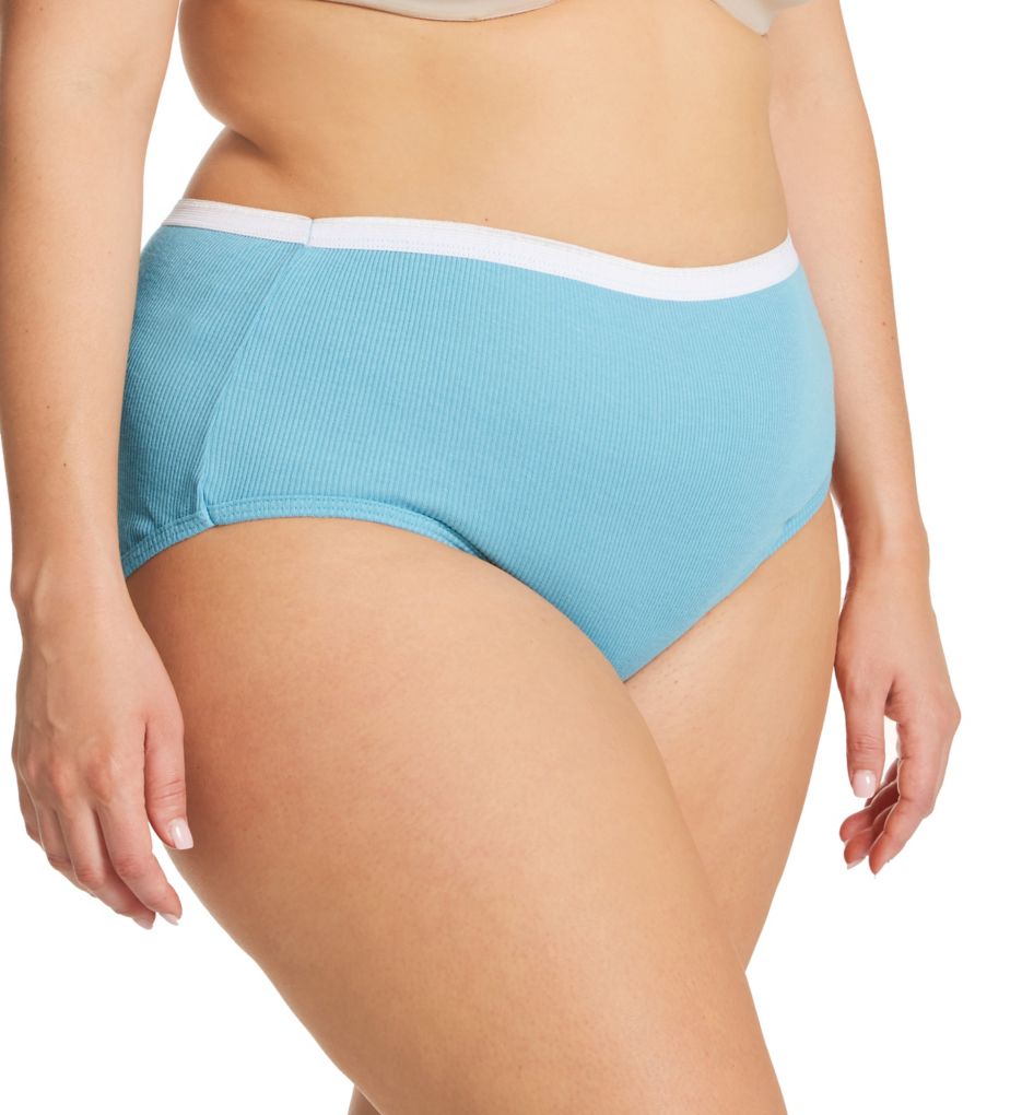 JUST MY SIZE womens Ribbed Cotton 6-pack Briefs, Assorted, 14 Plus at   Women's Clothing store