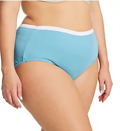 Plus Size Ribbed Cotton Brief Panty - 6 Pack