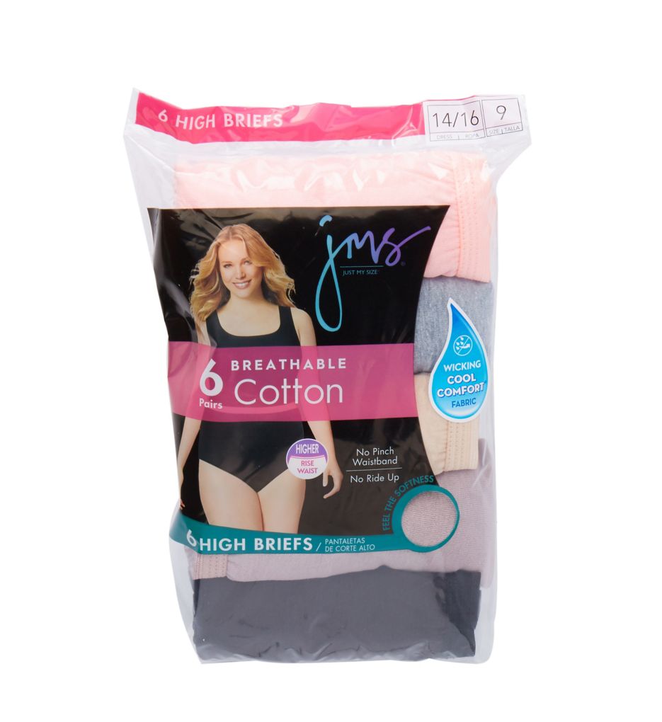 Just My Size Cotton High Waist Brief Underwear, 6-Pack 