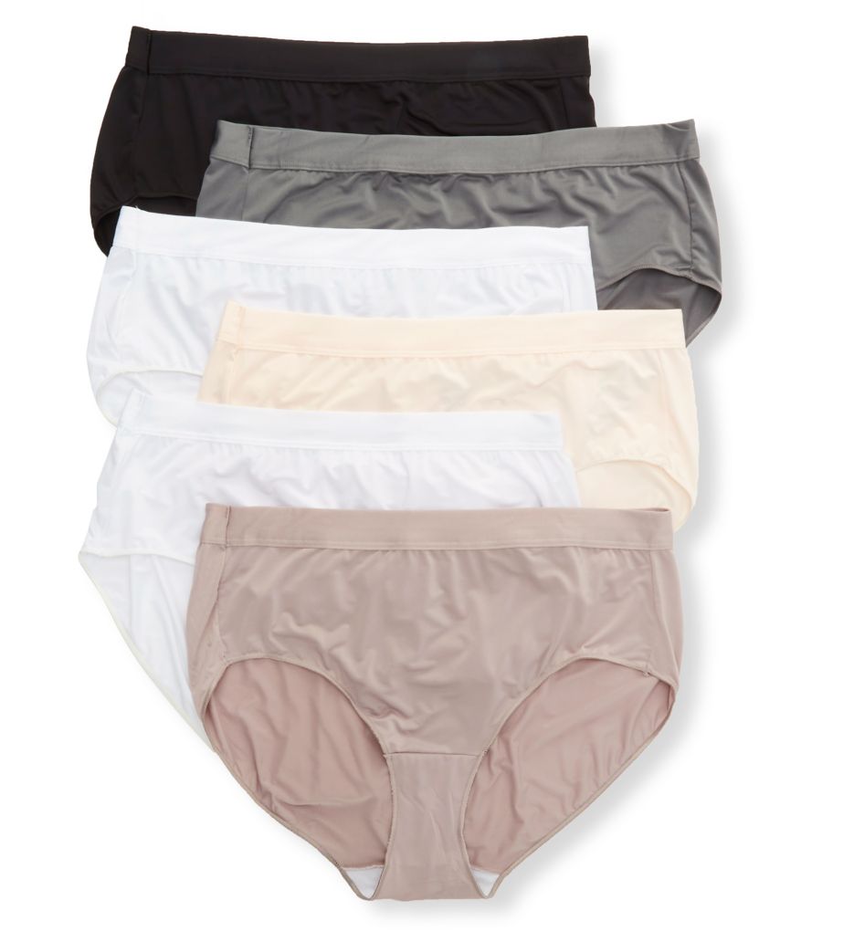 Just My Size 1610RH Plus Size Ribbed Cotton Brief Panty - 6 Pack