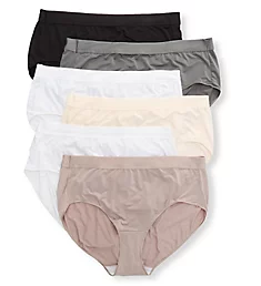 Microfiber Smooth Stretch Brief Panty - 6 Pack Assorted 9