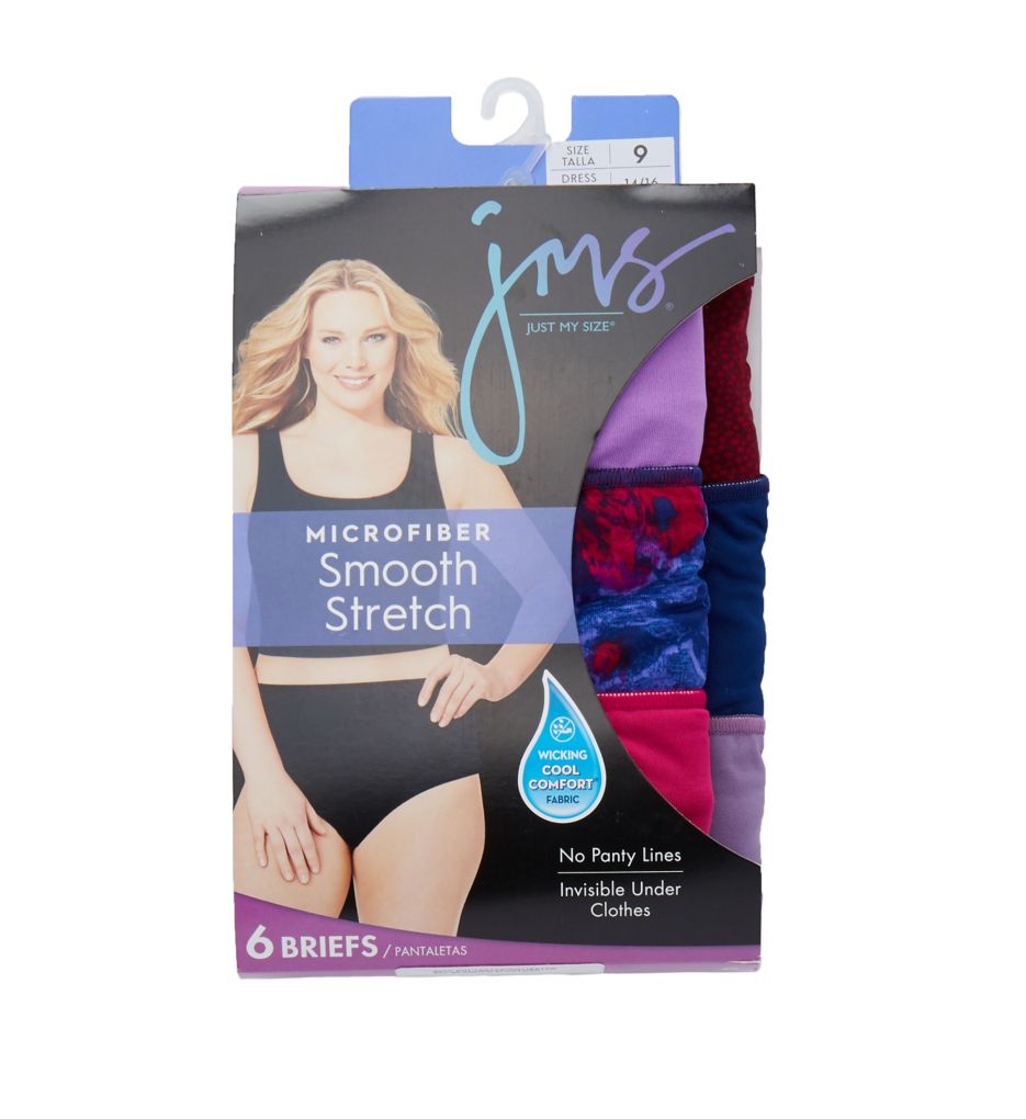 Just My Size Women's 5 Pack Cotton Brief Color Panty, Assorted, 9