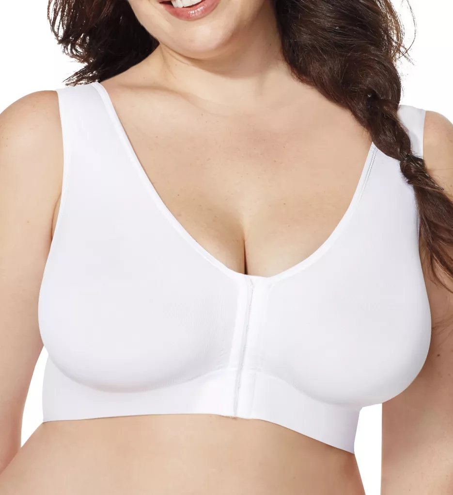 by Hanes Pure Comfort Front Closure Wirefree Bra White 1X