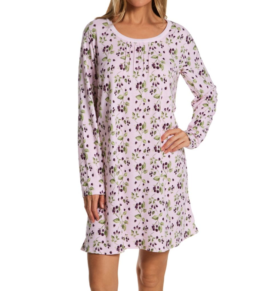 Frost Floral Long Sleeve Pintuck Short Nightshirt-gs