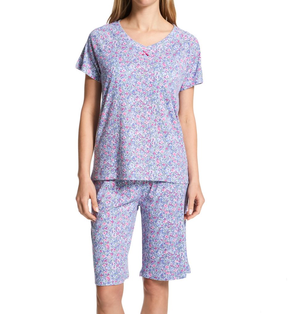 V-Neck Picot Edge Short Sleeve Bermuda PJ Set Bella Ditsy S by Karen  Neuburger