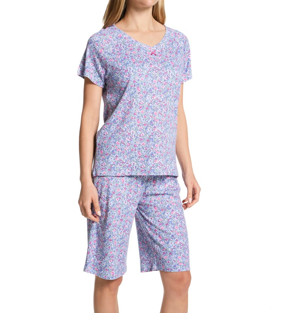 V Neck Picot Edge Short Sleeve Bermuda PJ Set Bella Ditsy S by