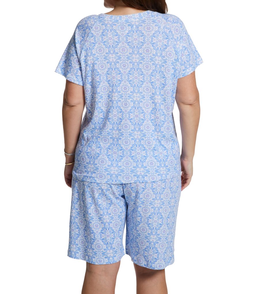 V-neck Picot Edge Short Sleeve Bermuda PJ Set