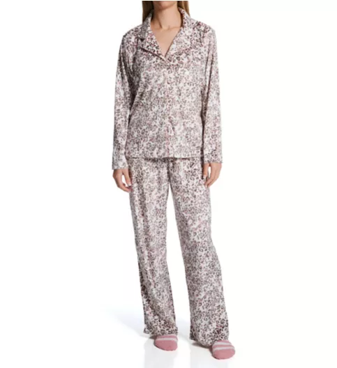 Karen Neuburger Fleece Notch Collar PJ Set with Socks RZ0029