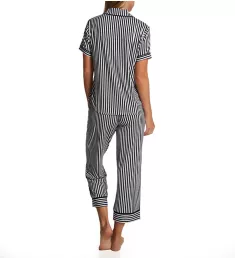 Brushed Cozy Jersey Cropped Notch Collar PJ Set Sunny Stripe S