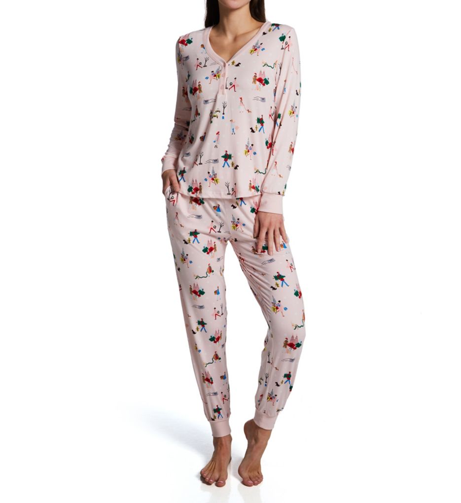 Women's Soft Cotton Knit Jersey Pajamas Lounge Set, Long Sleeve Top And  Pants With Pockets : Target