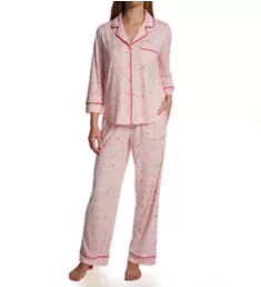 Brushed Cozy Jersey Long Notch PJ Set Doves in Love S