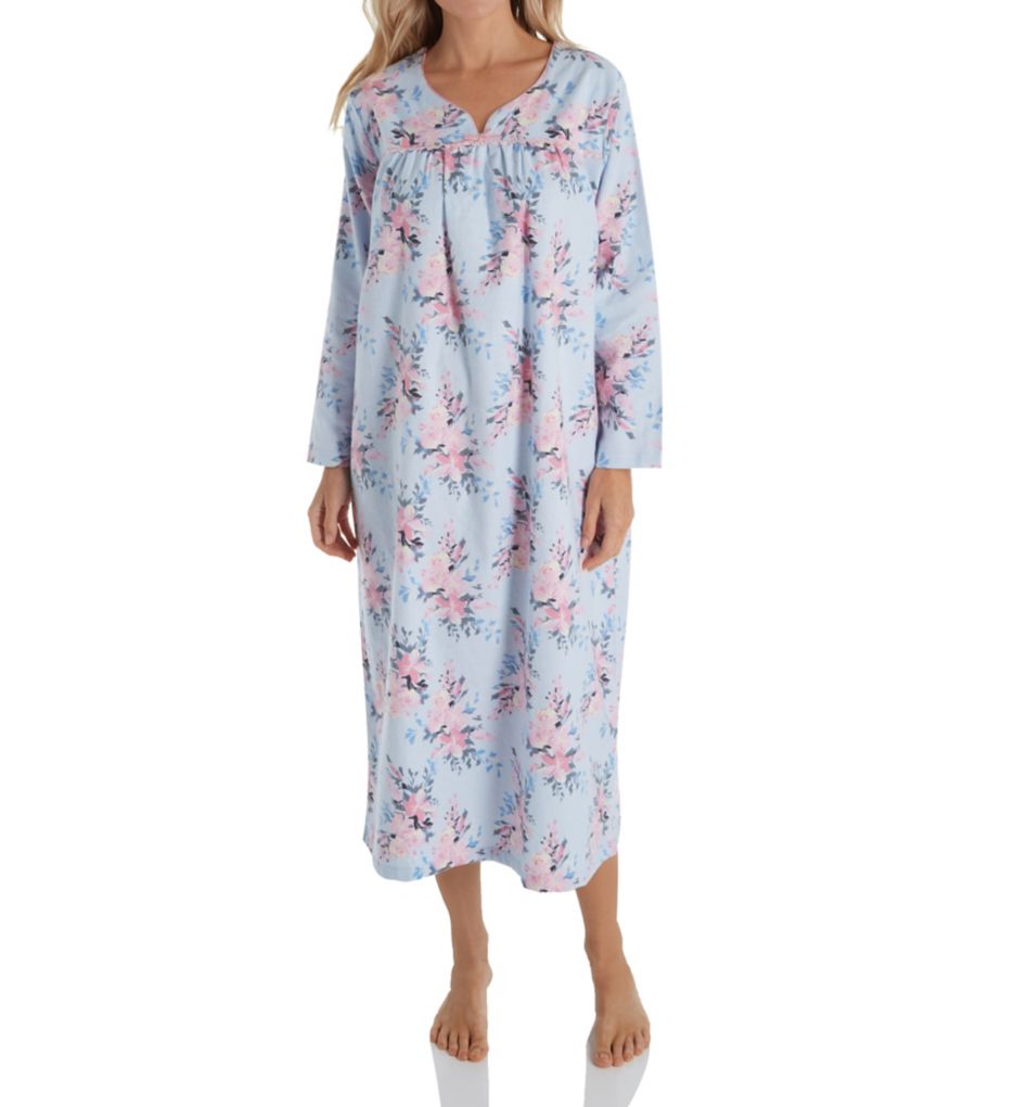 Printed Bouquet Flannel Gown-fs