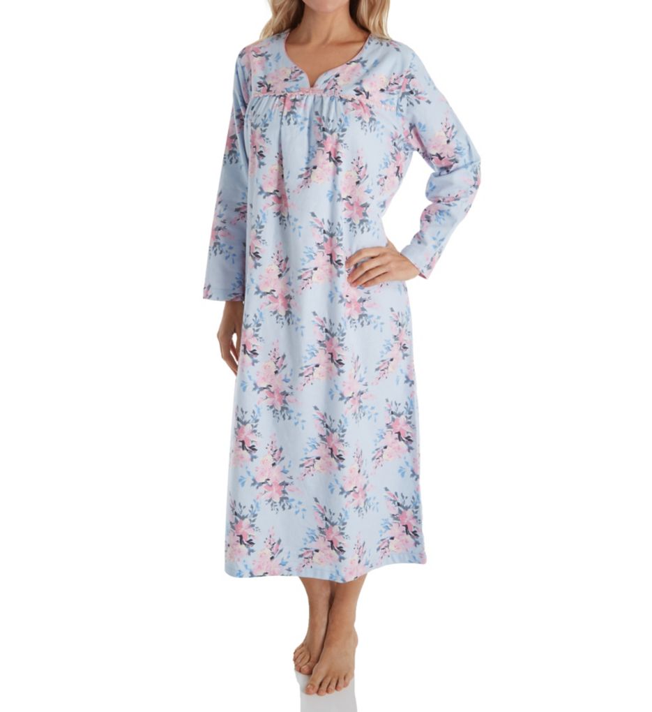 Printed Bouquet Flannel Gown-gs