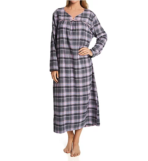 KayAnna Grey Tartan Flannel Gown F11435G