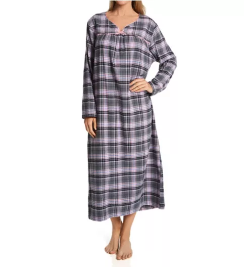 KayAnna Grey Tartan Flannel Gown F11435G