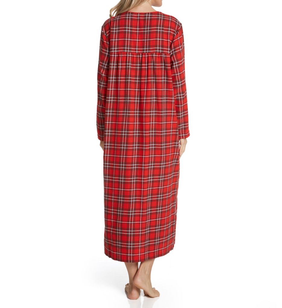 Red Plaid Flannel Long Gown-bs