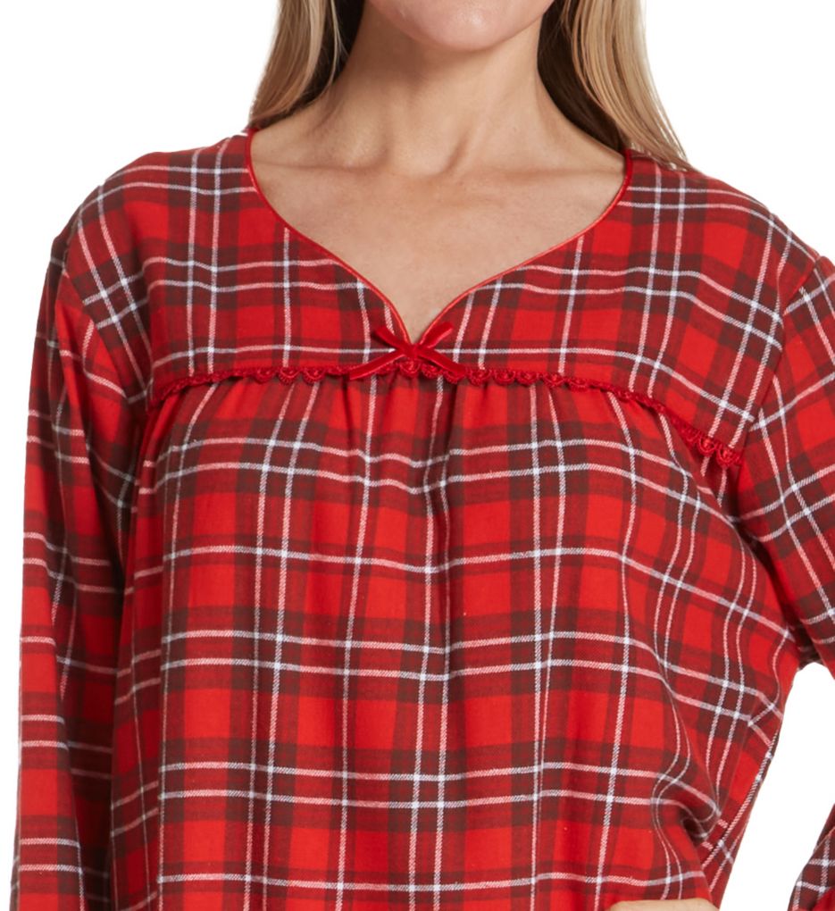 Red Plaid Flannel Long Gown-cs1