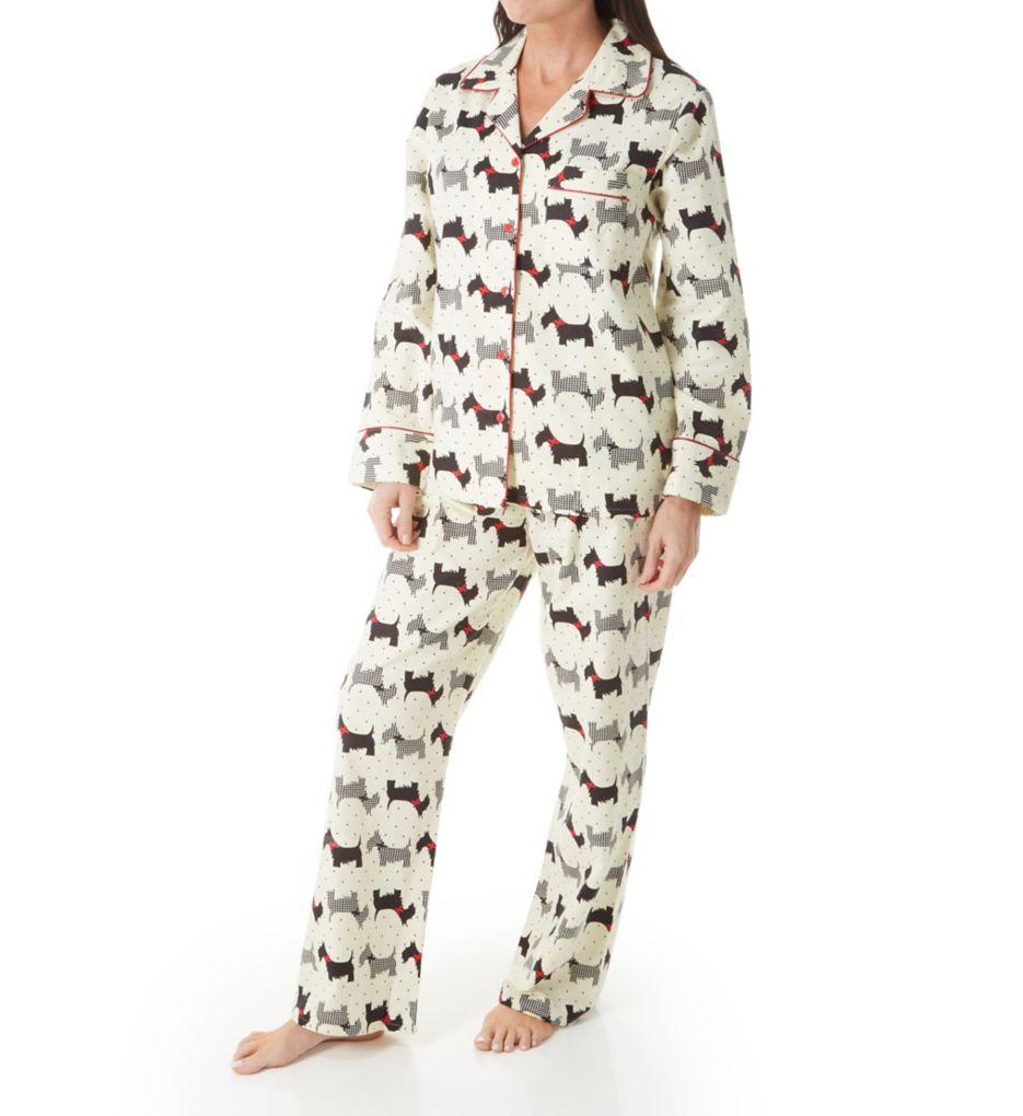 Printed Scottie Dog Flannel Novelty Pajama Set