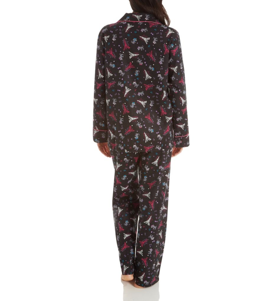 Printed Eiffel Cat Flannel Pajama Set