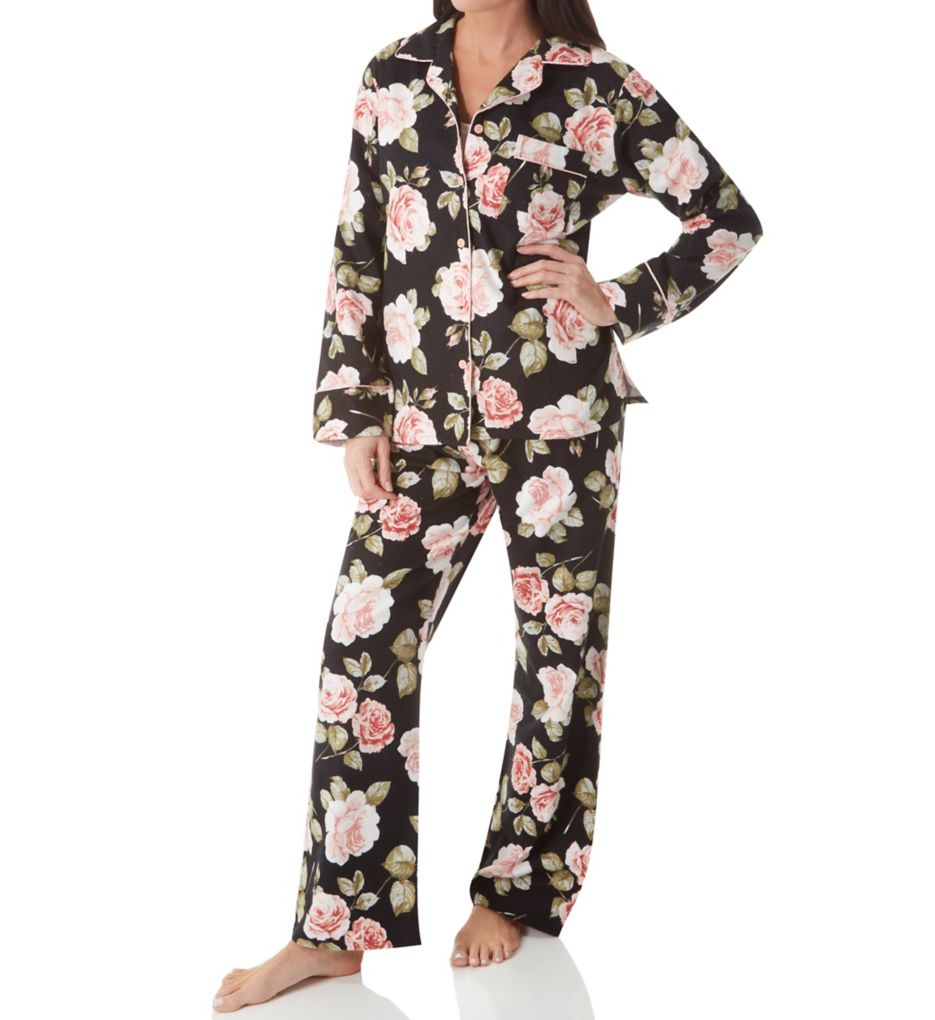 Printed Rose Flannel Pajama Set