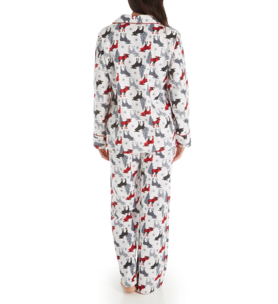 Printed White Moose Flannel Novelty Pajama Set