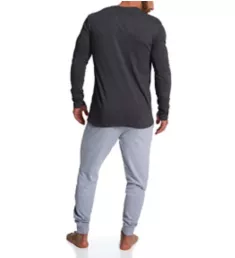 Holiday Long Sleeve Henley and Jogger Lounge Set Heather Charcoal/Gray M